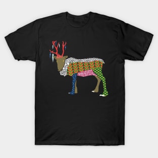 Patchwork Christmas Reindeer T-Shirt